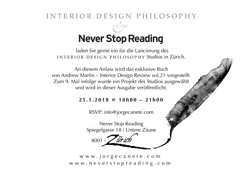 Invitation à la présentation de l'équipe Interior Design Philosophy de Zurich